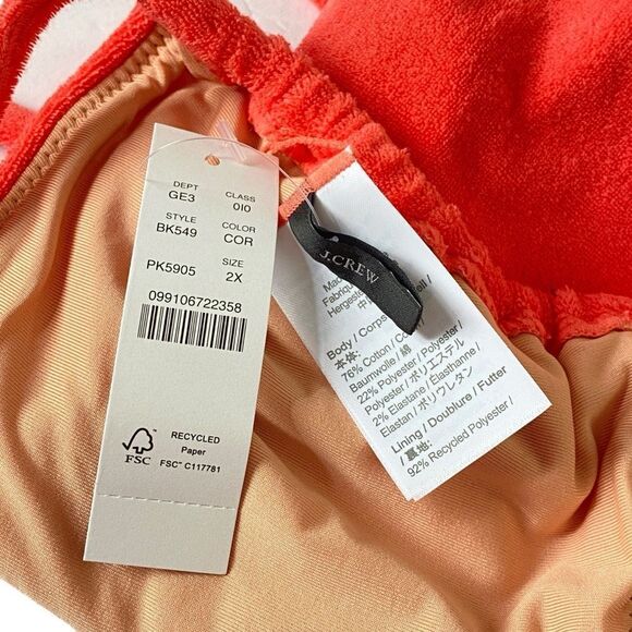 J Crew Coral Terrycloth Bandeau Bikini Top Sz 2X NWT - Picture 9 of 16